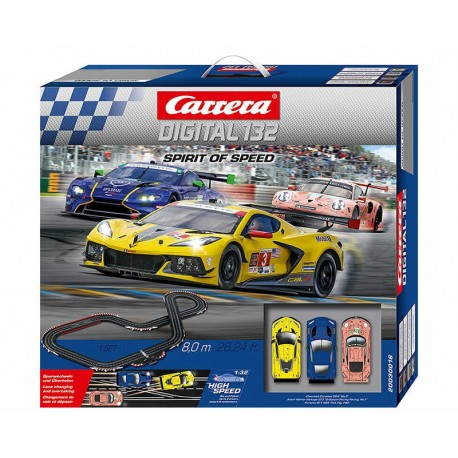 Carrera Spirit Of Speed – Set DIGITAL 132 – 3 Voitures Dont Corvette C8.R – Piste De 8 M – Ghost Car Et Safetycar