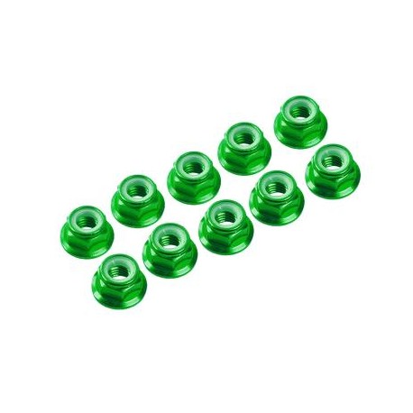 DADO AUTOBLOCCANTE ALU M3 FLANGIATO VERDE (10)